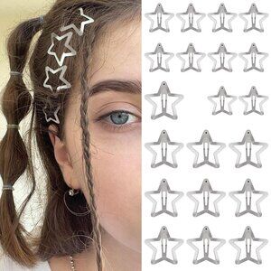 Star Hair Clips 2000s Y2K Snap Hair Barrettes Non Slip Star Hair Accessories